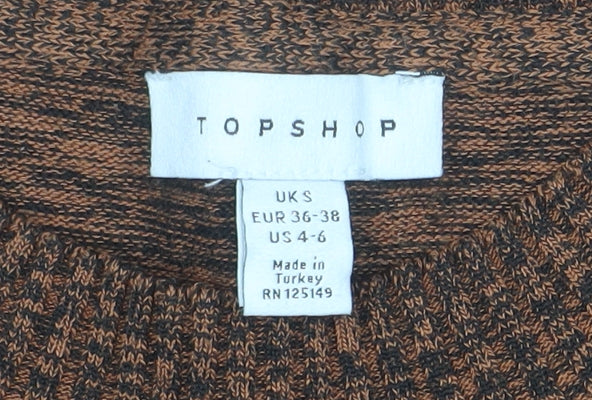 Topshop Women’s Brown Puff Sleeve Knit Blouse UK S