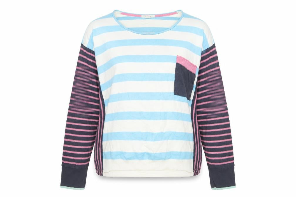 White Stuff Women's Multicoloured Striped Cotton Cashmere Jumper Size 14