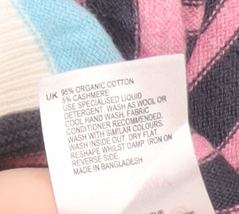 White Stuff Women's Multicoloured Striped Cotton Cashmere Jumper Size 14