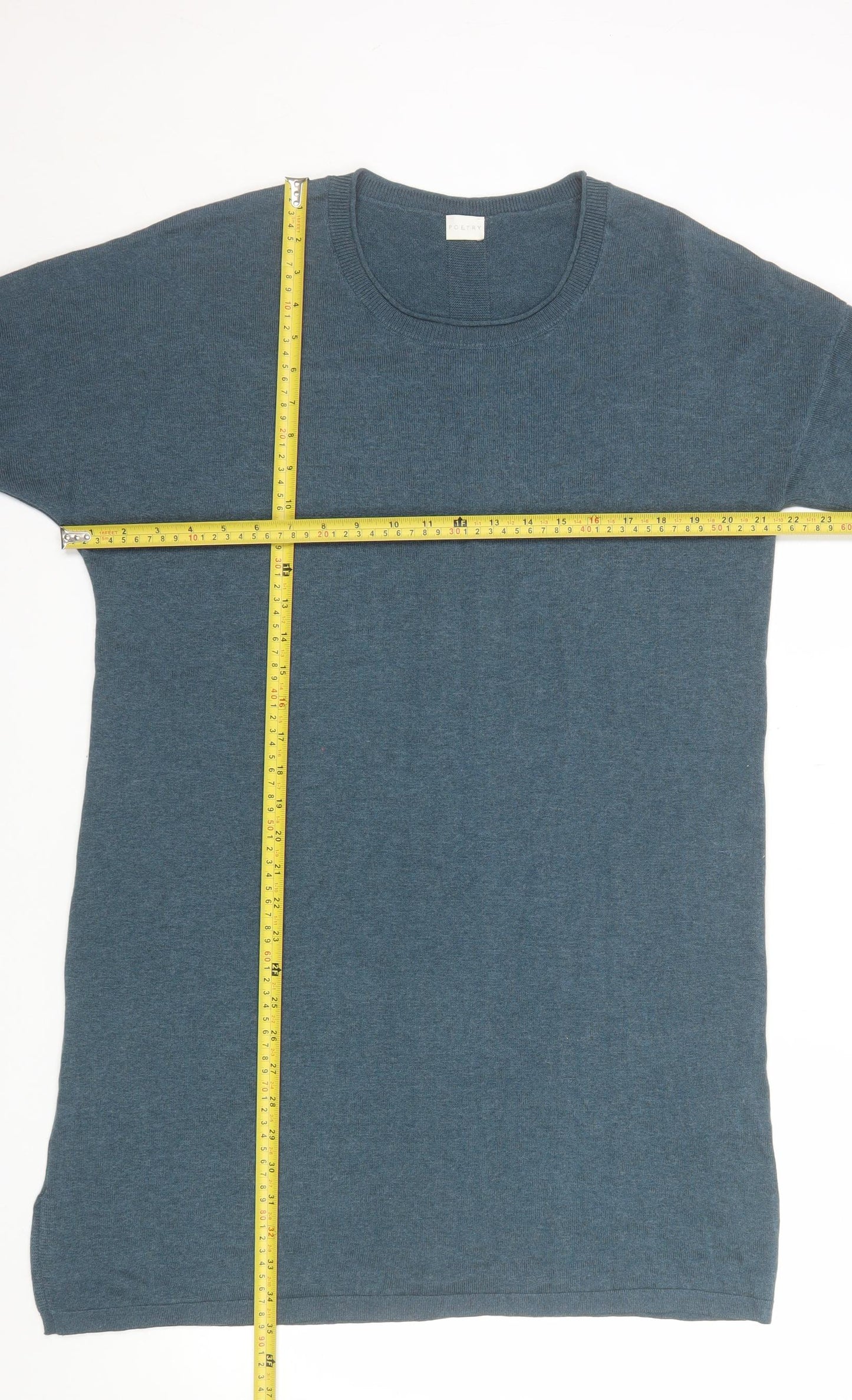 Poetry Women Blue Silk Cashmere Tunic Jumper Size 8