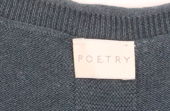 Poetry Women Blue Silk Cashmere Tunic Jumper Size 8