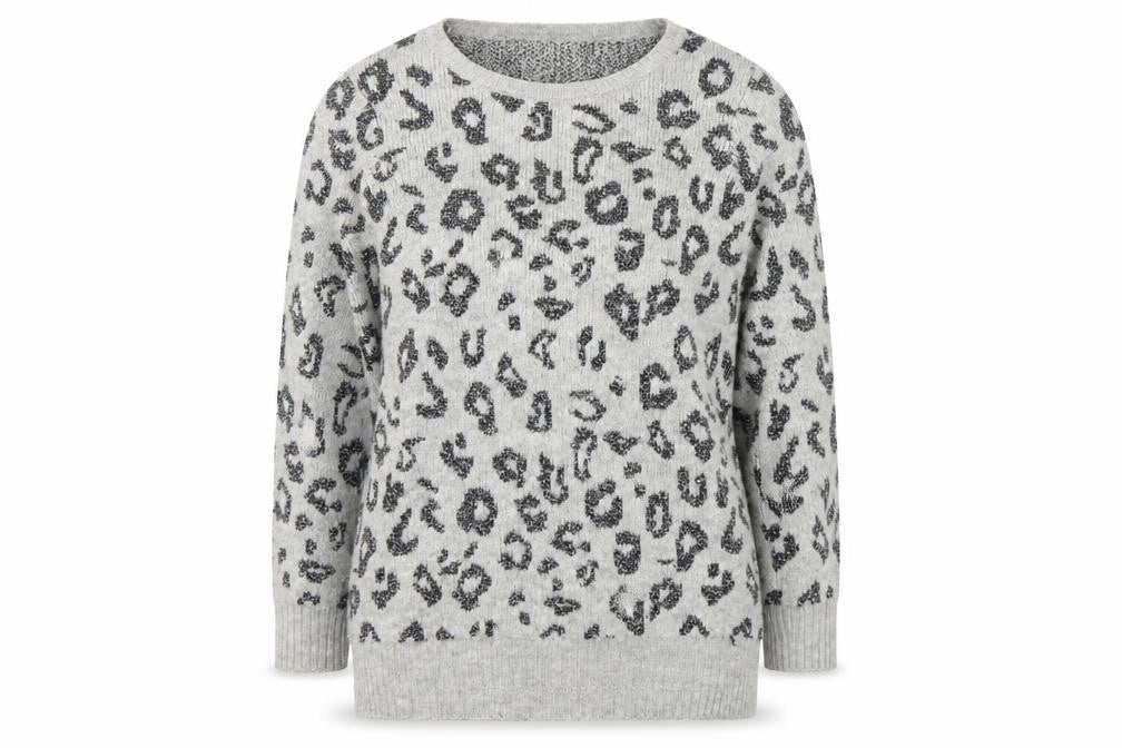 Nine by Savannah Miller Grey Leopard Print Women's Jumper Size 8