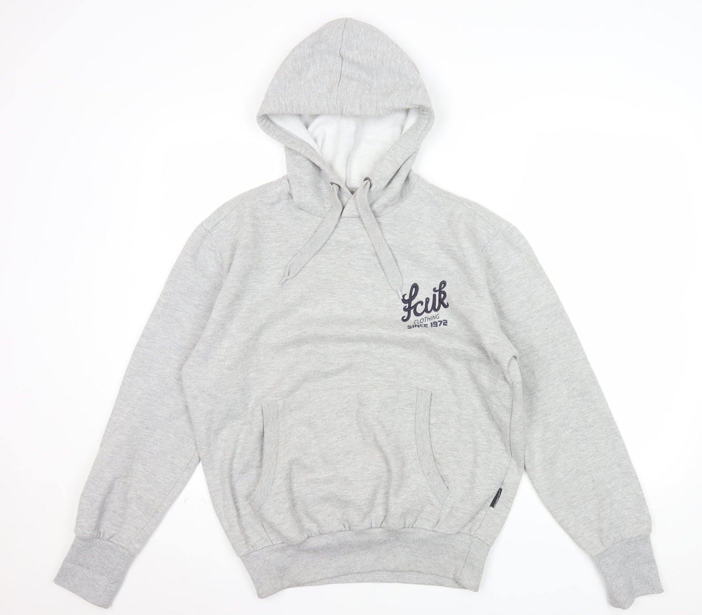 FCUK Women Grey Pullover Hoodie Cotton Polyester Size M Casual