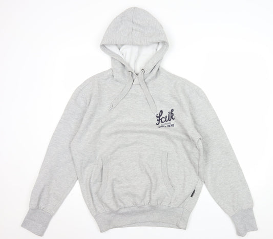 FCUK Women Grey Pullover Hoodie Cotton Polyester Size M Casual
