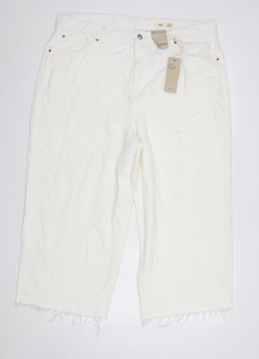 Marks and Spencer Women’s White Cropped Canvas Jeans Size 20