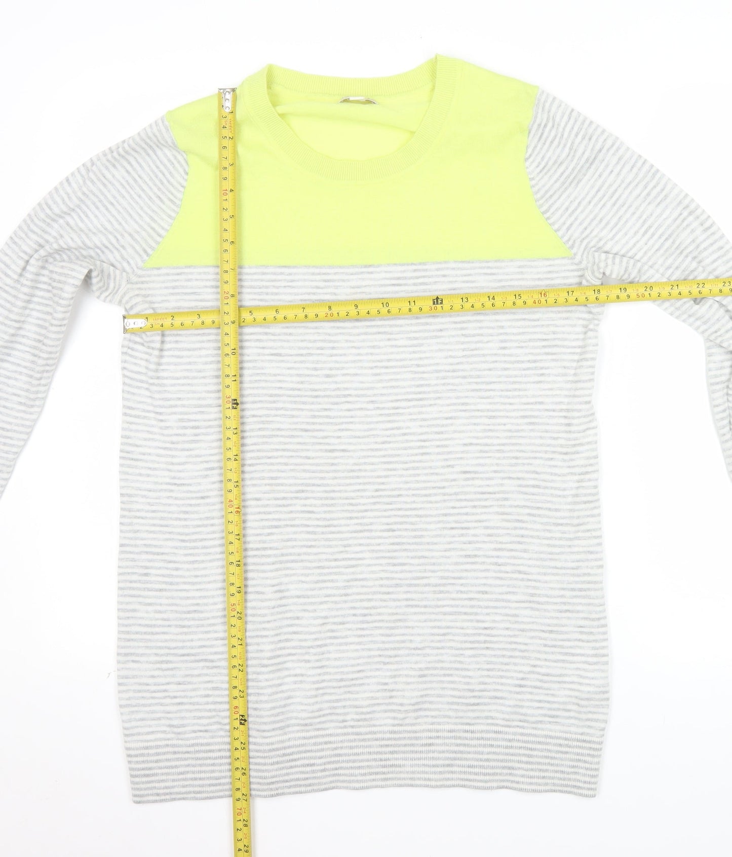 Gap Womens Grey Striped Wool Blend Crew Neck Pullover Jumper L