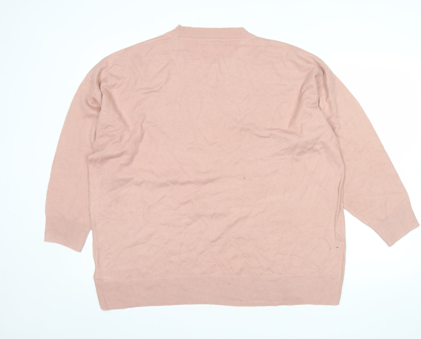Next Womens Pink XL Acrylic Crew Neck Sequin Pullover Jumper