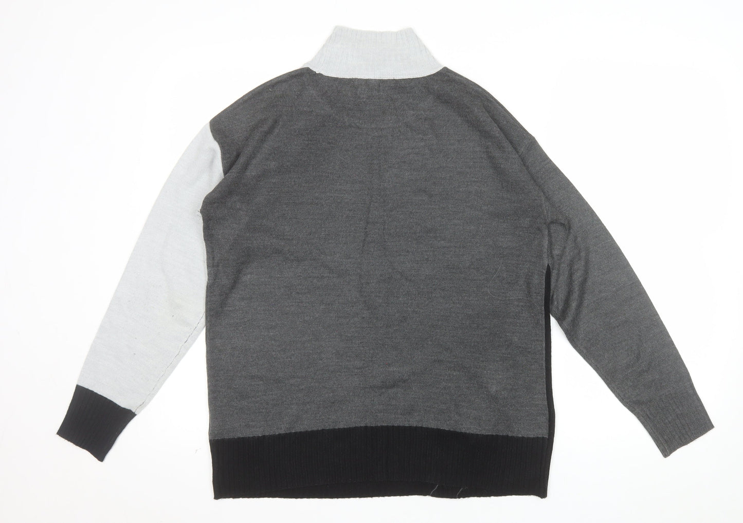 Next Women’s Grey Roll Neck Button Accent Long Sleeve Jumper Size S
