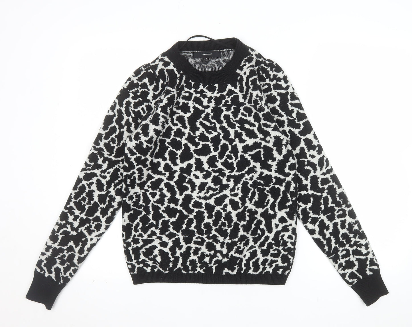 Vero Moda Women’s Black Animal Print Knit Jumper Size S