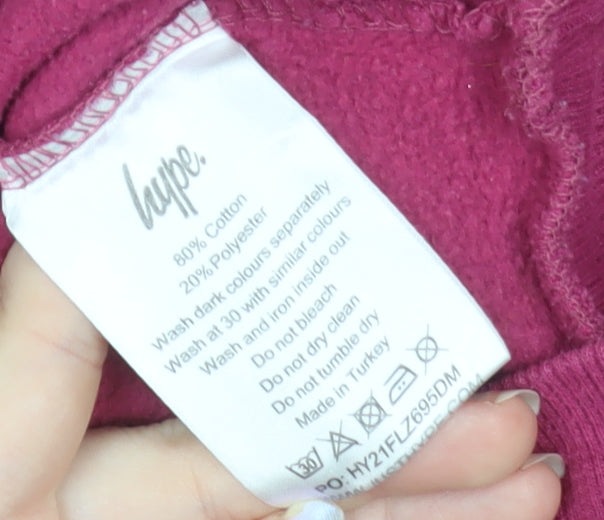 Hype Womens Magenta Long Sleeve Roll Neck Pullover Sweatshirt Size 14