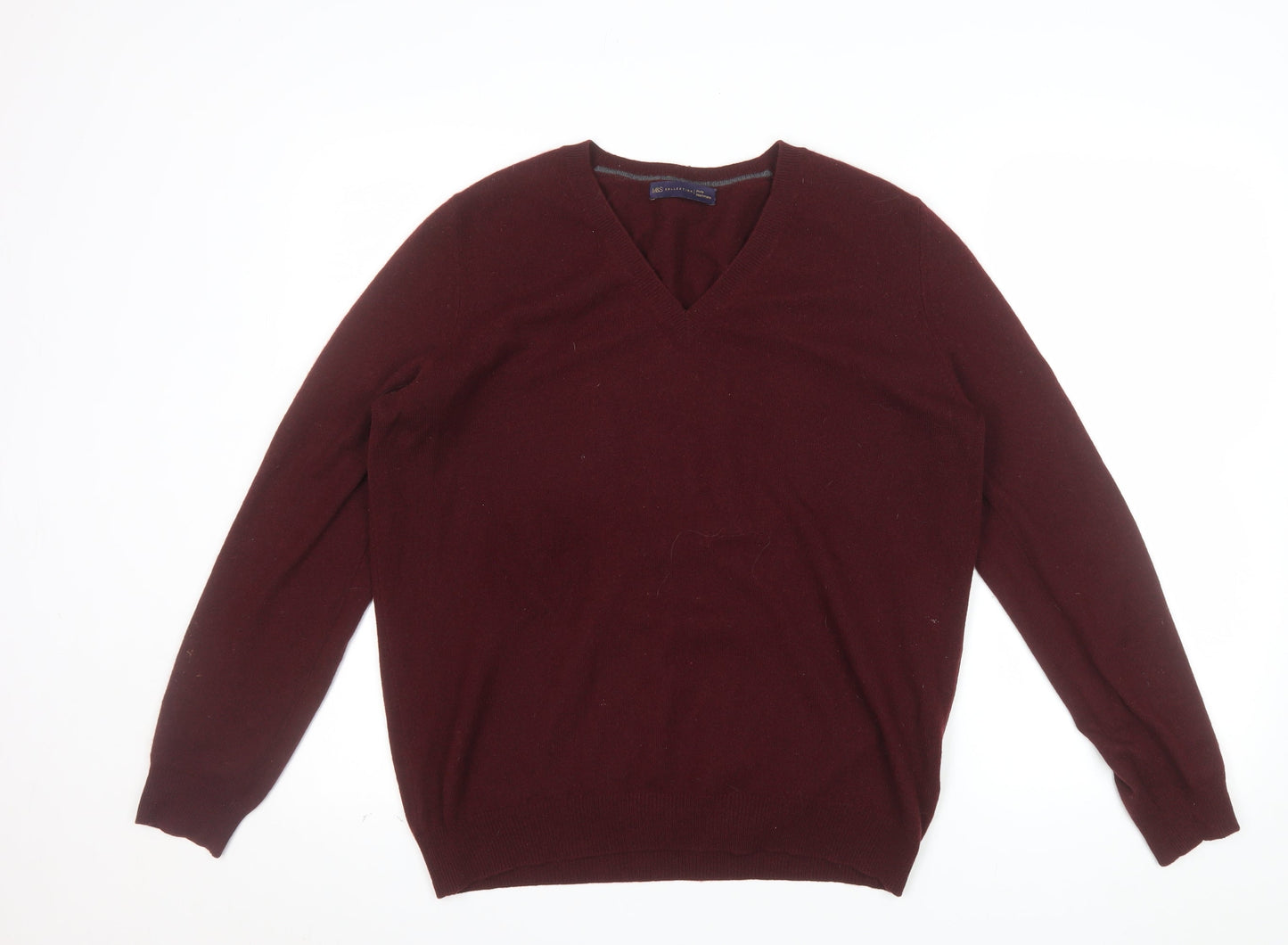 Marks and Spencer Women's Brown Cashmere V-Neck Jumper Size 16