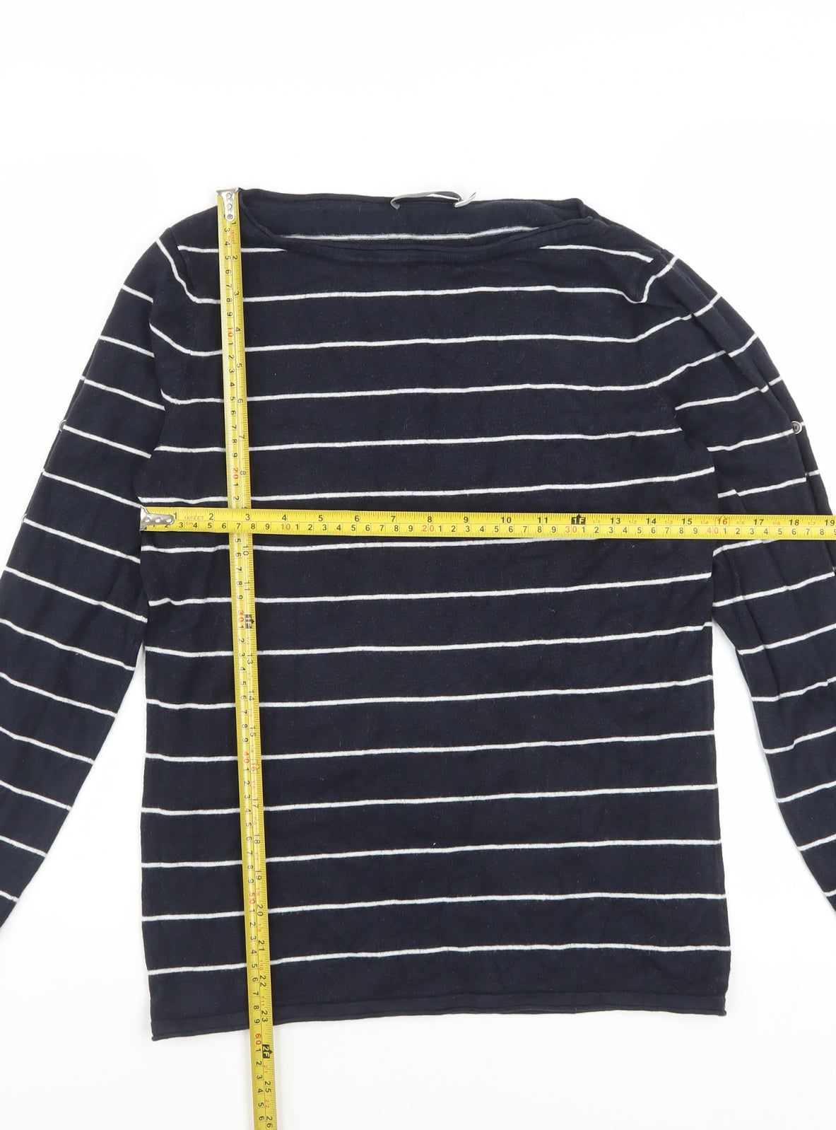 Mint Velvet Women’s Blue Striped Boat Neck Jumper Size 12
