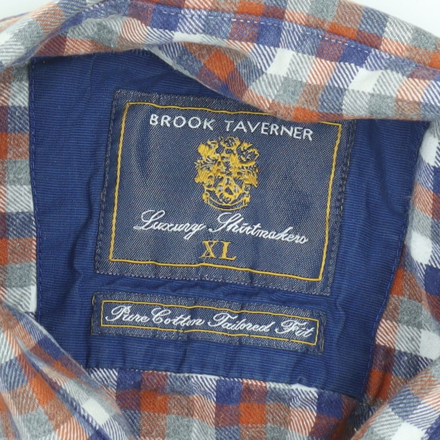 Brook Taverner Men's Multicoloured XL Checked Cotton Button-Up Shirt