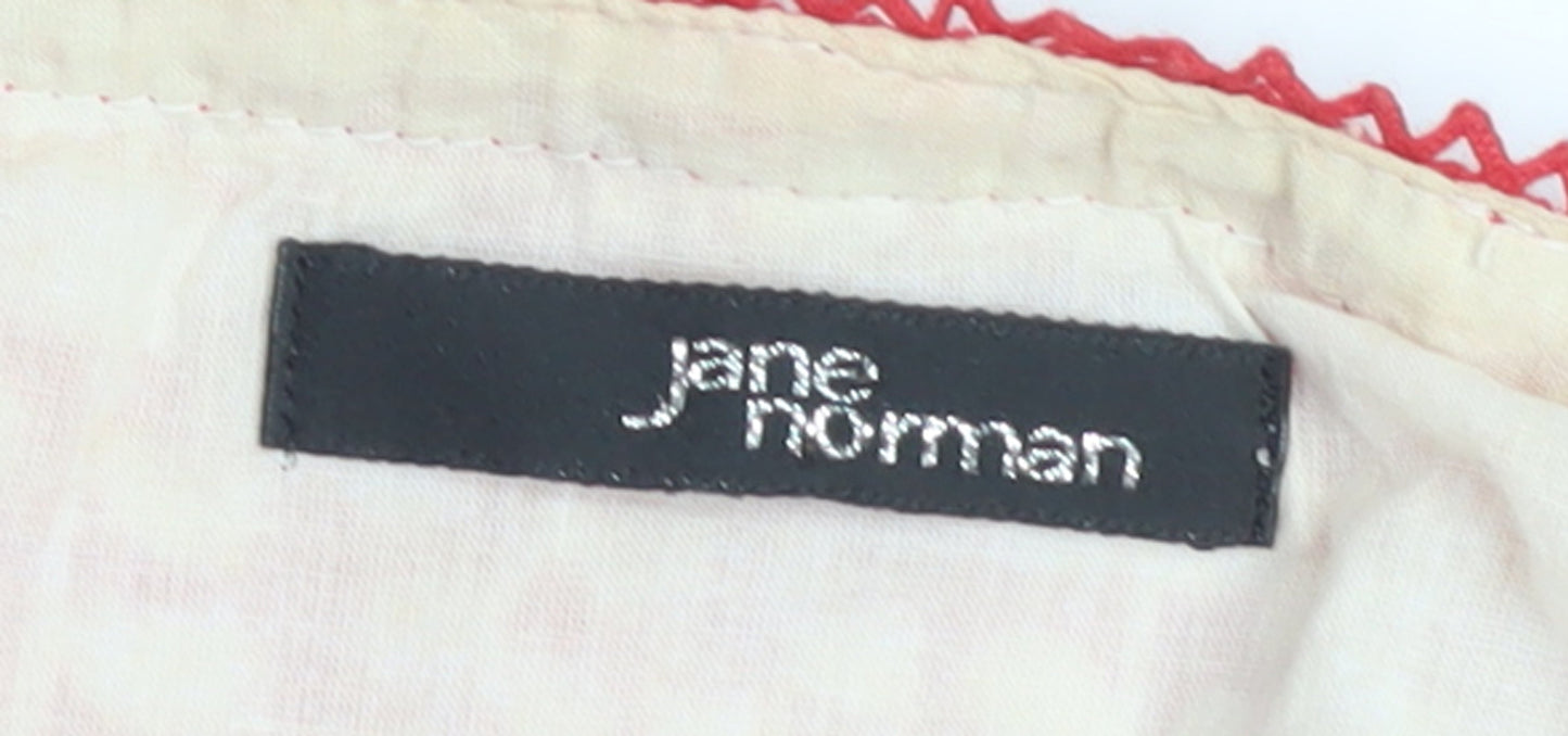 Jane Norman Women's Red Floral Cotton A-Line Skirt Size 8