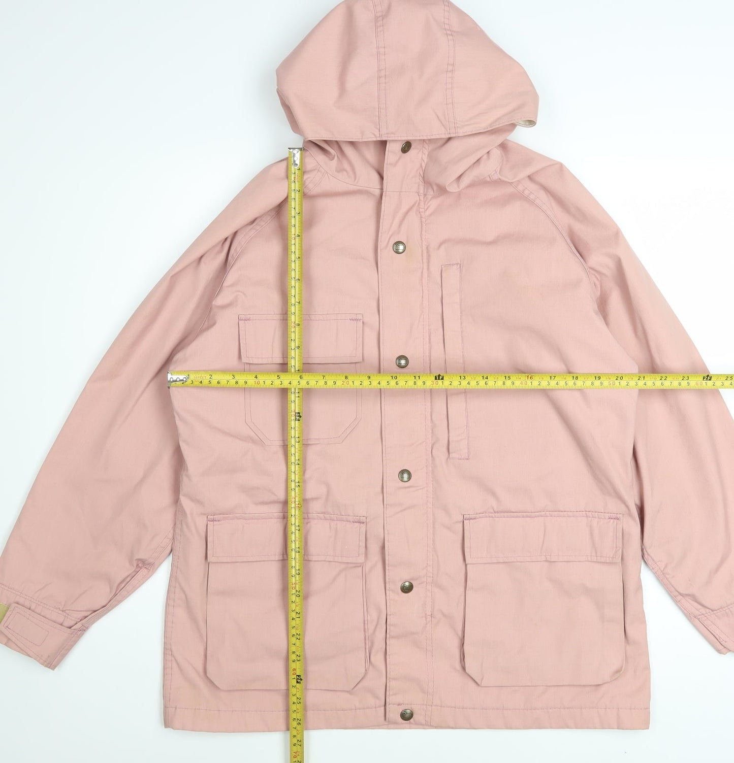 Woolrich Women Pink Hooded Parka Jacket M Water Resistant Cotton Blend