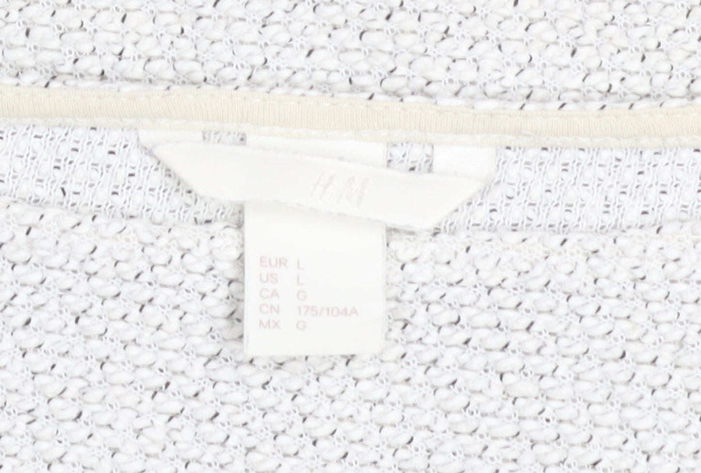 H&M Women White L Knit Jumper Long Sleeve Cotton Blend
