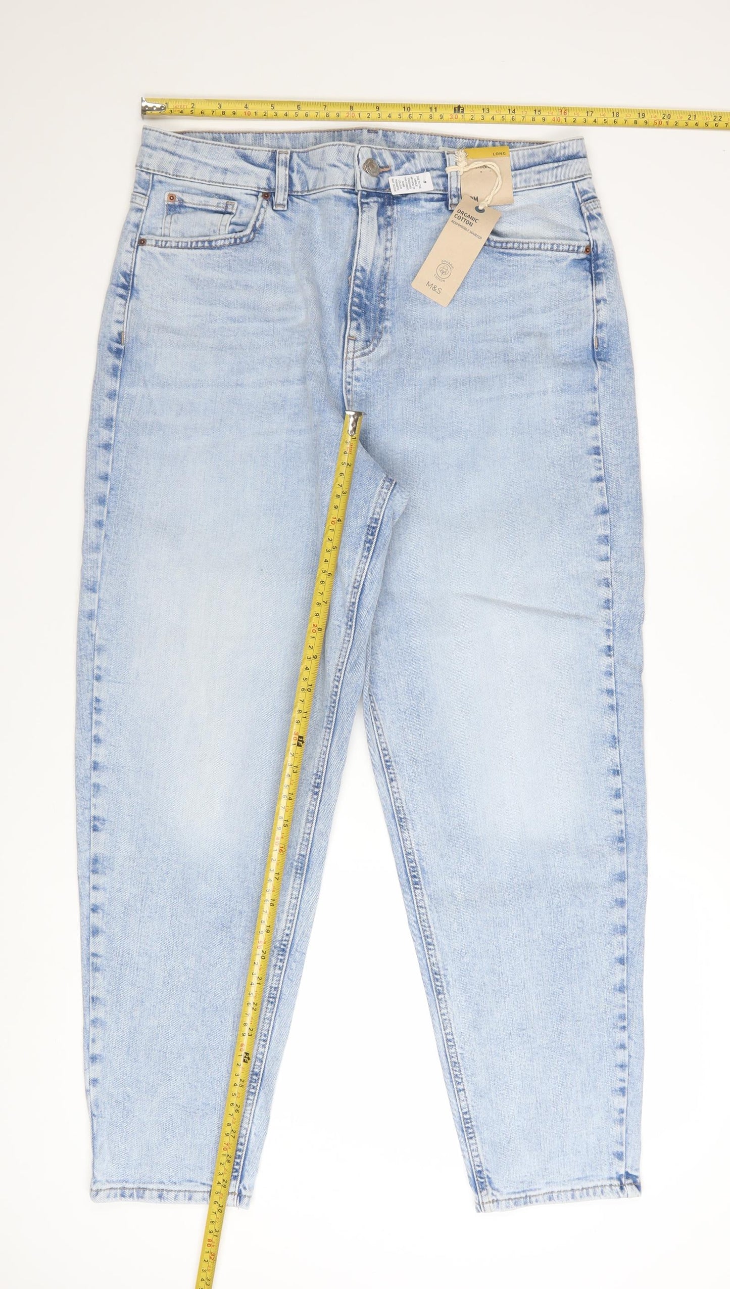 Marks and Spencer Women Blue Size 16 High Rise Mom Jeans