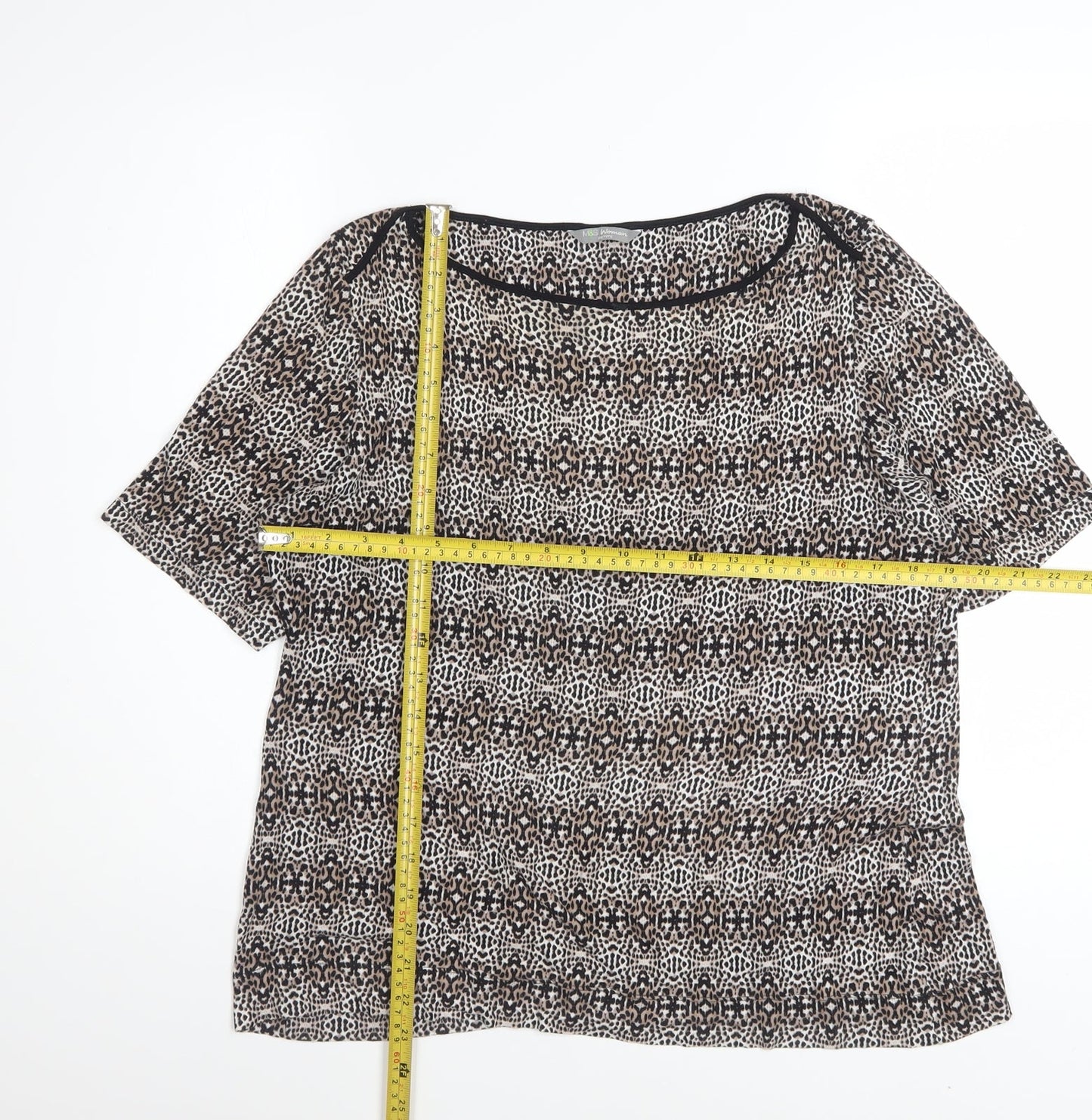 Marks and Spencer Women Brown Geometric Petite Blouse UK 16