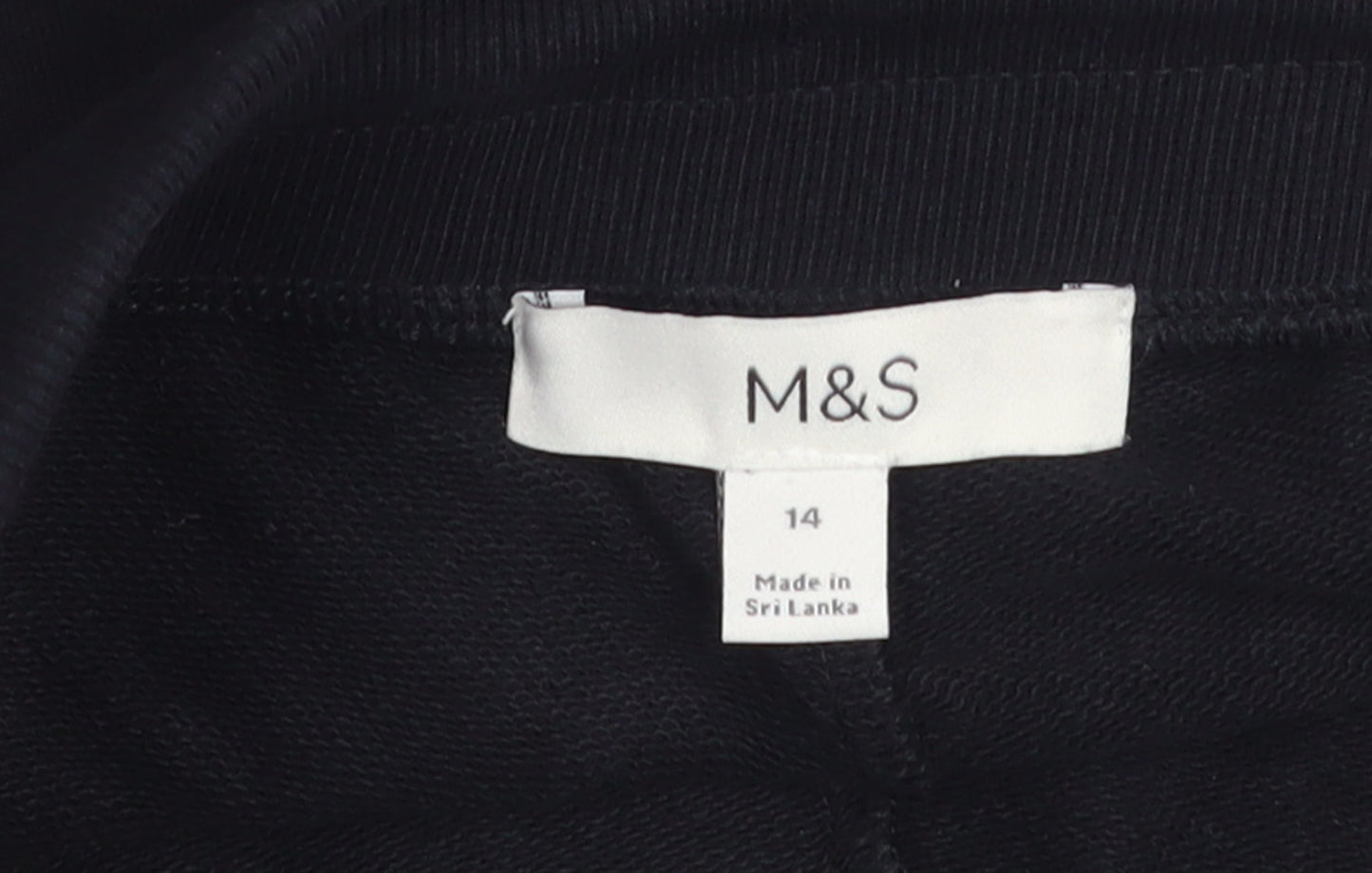Marks and Spencer Women Black Size 14 Sweat Shorts Drawstring Cotton Blend