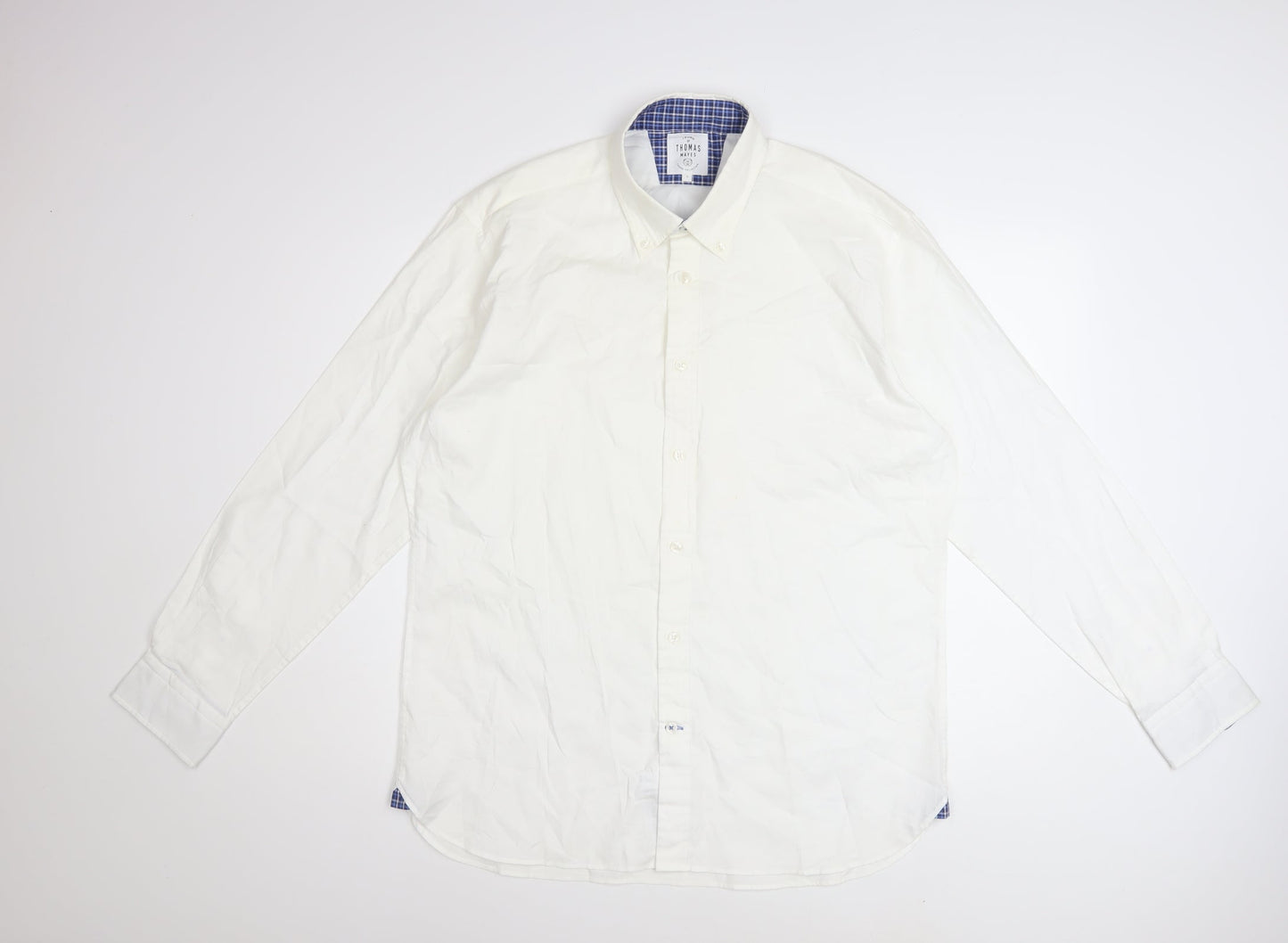 T.M. Lewin Thomas Mayes Men's White Cotton Long Sleeve Dress Shirt L