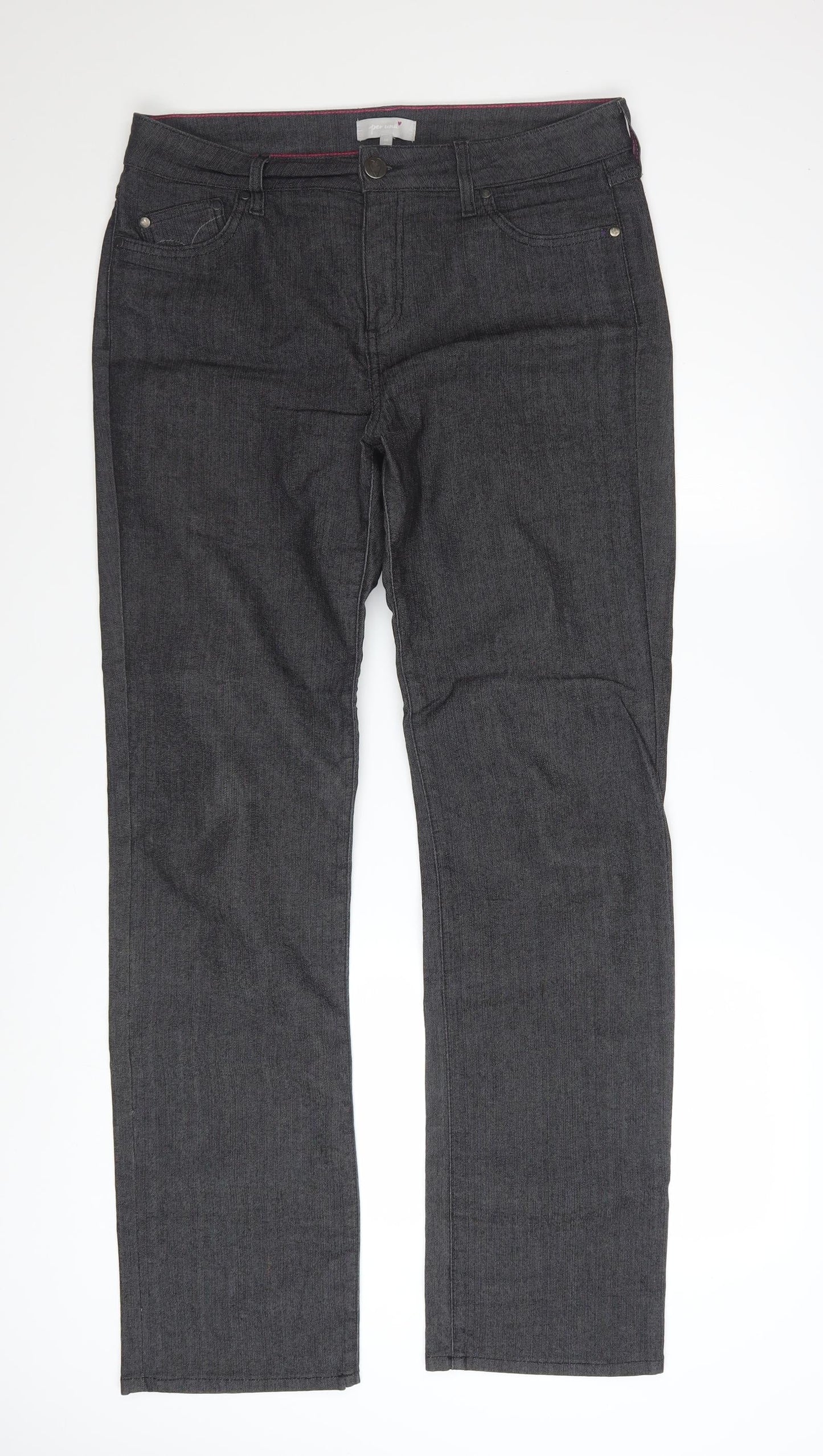 Marks and Spencer Per Una Women's Grey Straight Leg Jeans Size 14 L