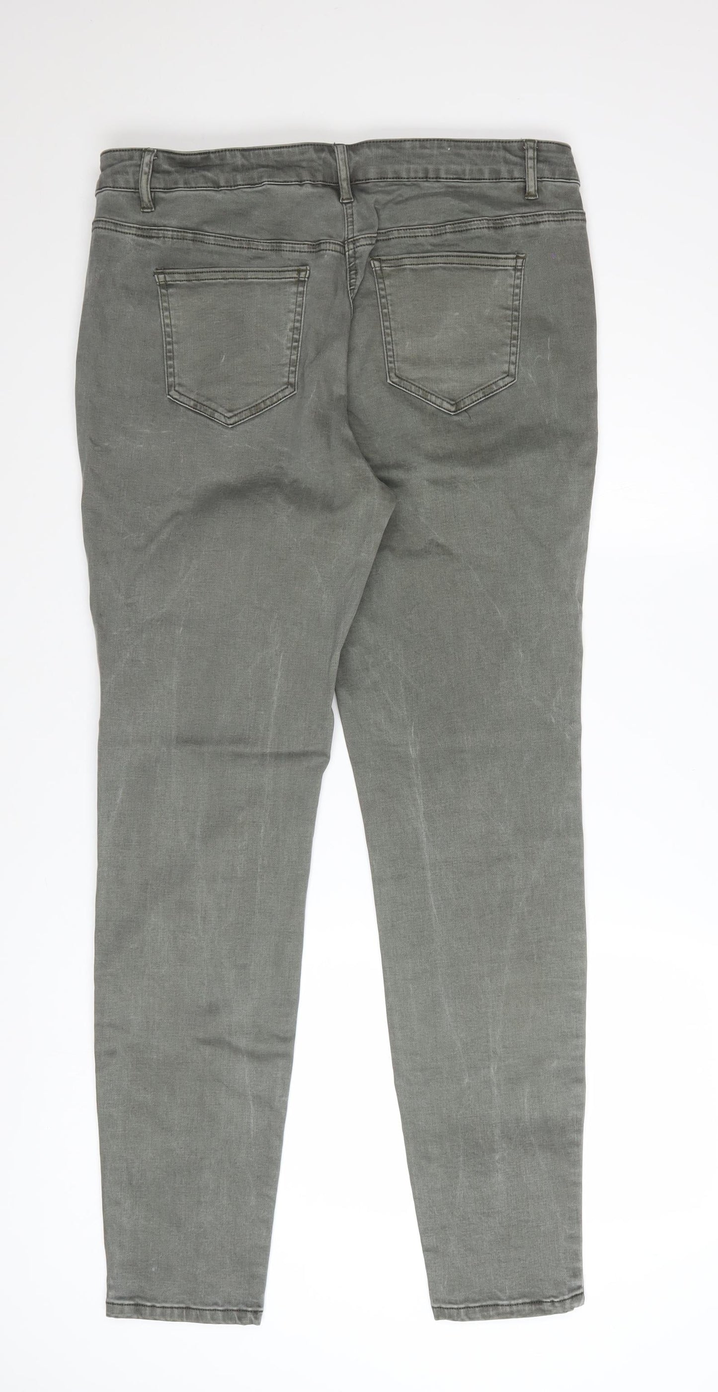 Next Women’s Grey Biker Skinny Jeans Size 16 Long Stretch Denim