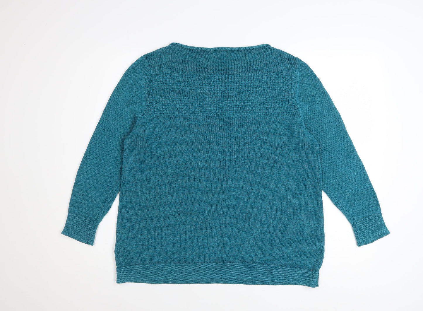 White Stuff Women’s Blue Linen Cotton Pullover Jumper Size 18