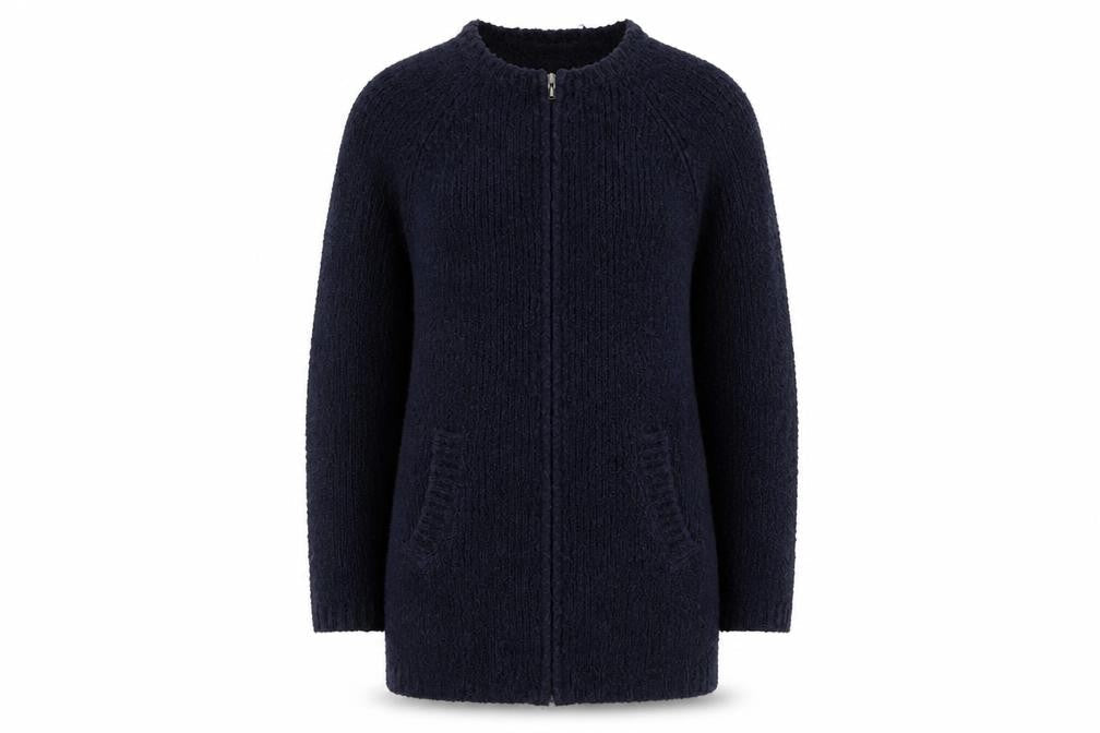 Dorothy Perkins Women Blue Size 10 Full Zip Chunky Knit Cardigan
