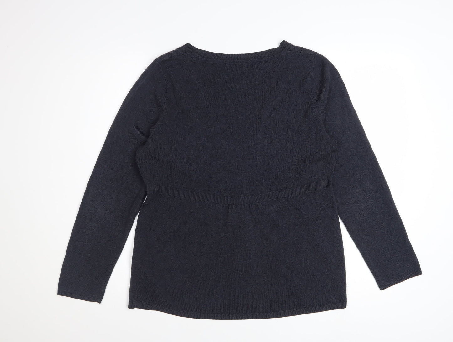 Marks and Spencer Per Una Women's Black Size 16 V-Neck Henley Jumper