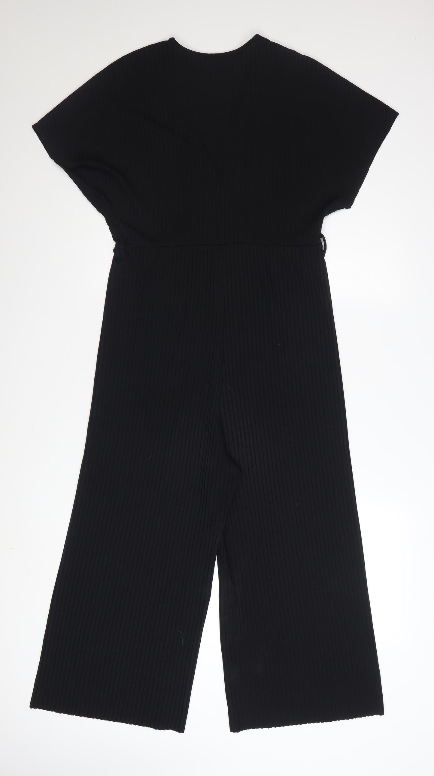 New Look Women’s Black V-Neck Wide Leg Jersey Jumpsuit Size 12