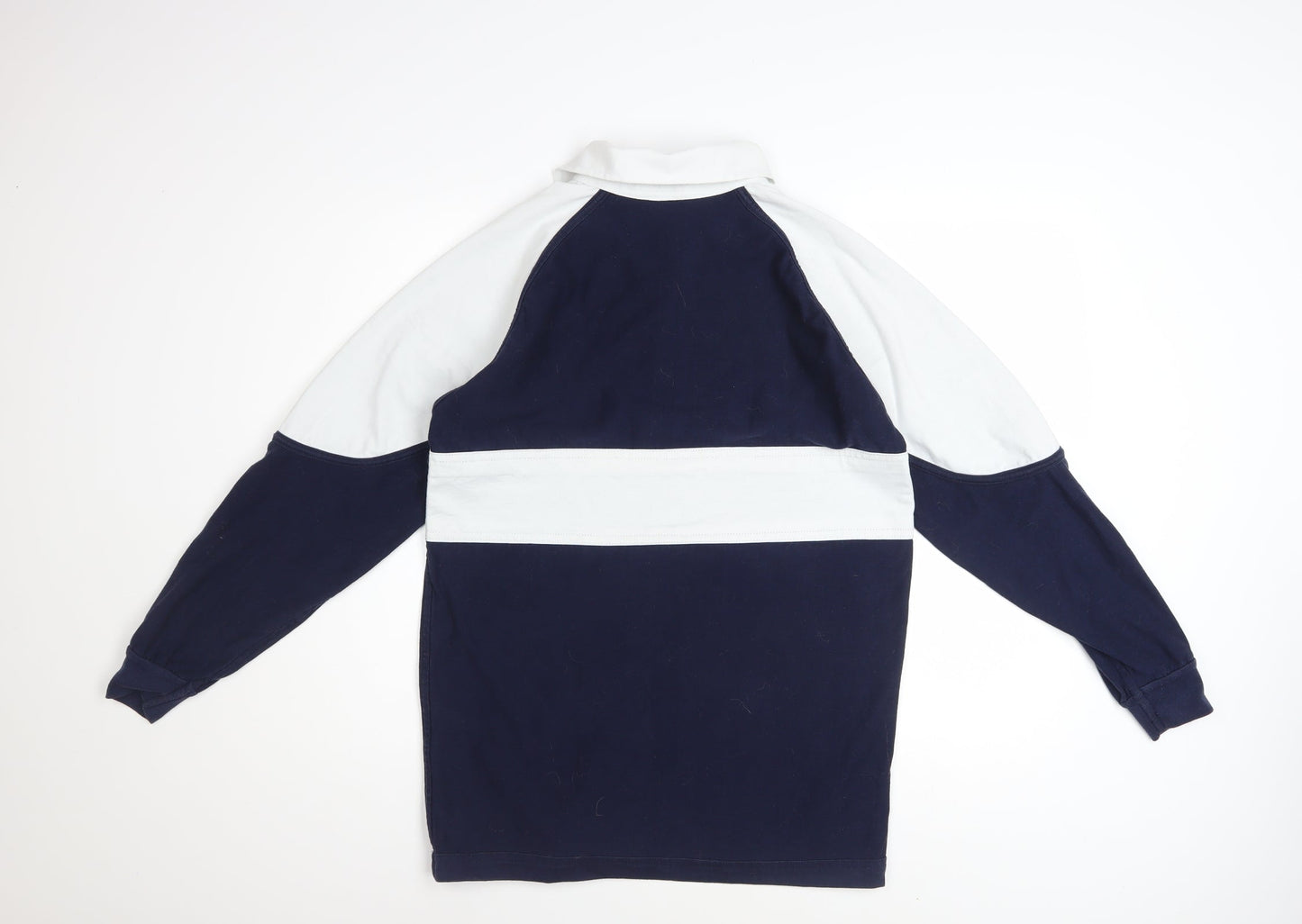 SW Men’s Blue Colourblock Long Sleeve Rugby Polo Shirt Size 34