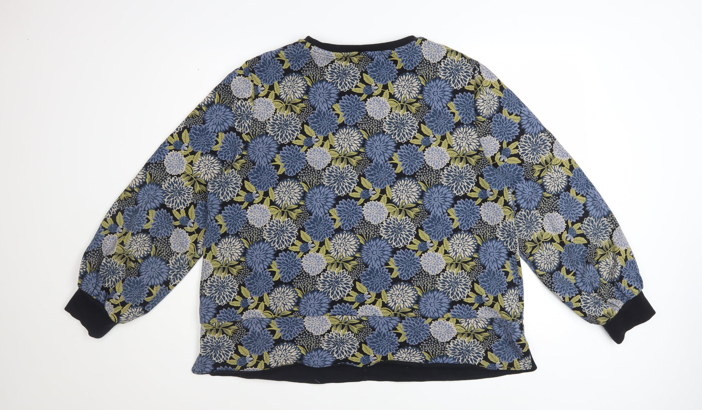 Seasalt Cornwall Women's Blue Floral Organic Cotton Sweatshirt UK 16