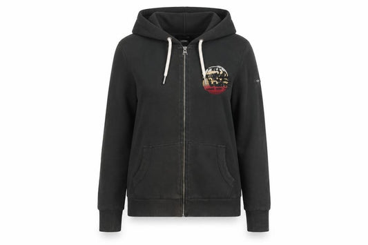 Superdry Women's Black Full Zip Hoodie Size 12 Lined Logo Casual