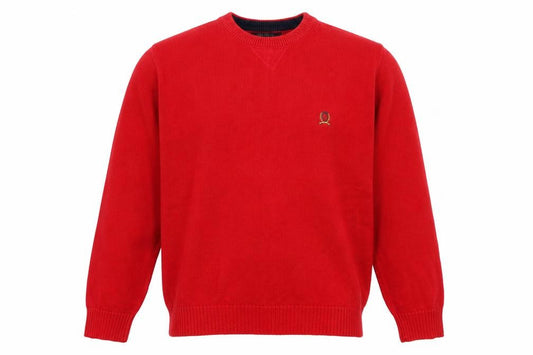 Tommy Hilfiger Men's Red Cotton Crew Neck Pullover Jumper L
