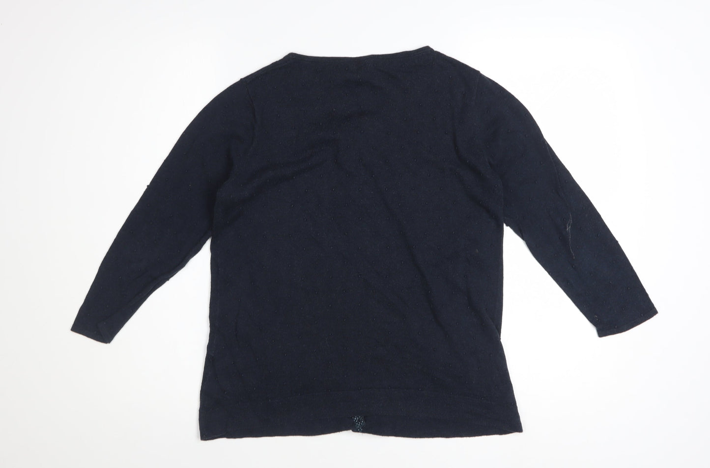 White Stuff Women's Blue Cotton V-Neck Long Sleeve Cardigan Size 14