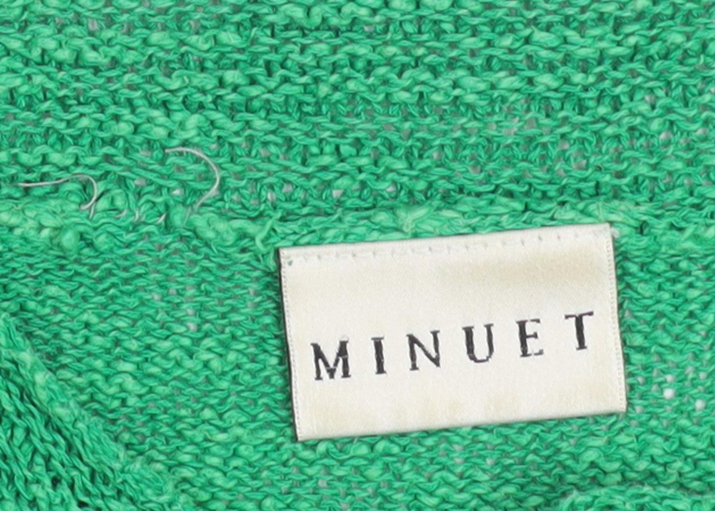 Minuet Womens Green 3/4 Sleeve Boat Neck Linen Cotton Jumper Size 10