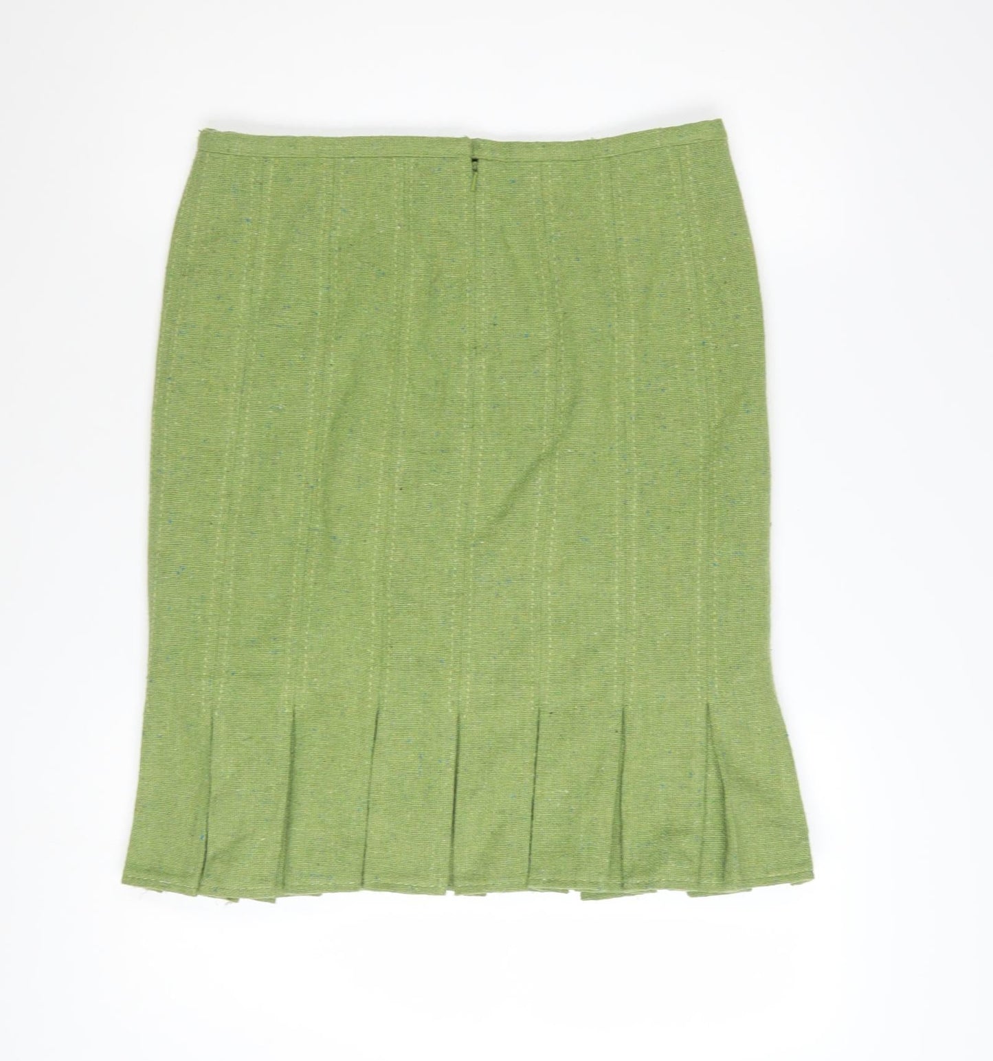 Topshop Women's Green Pleated Tweed Knee Length Skirt Size 12