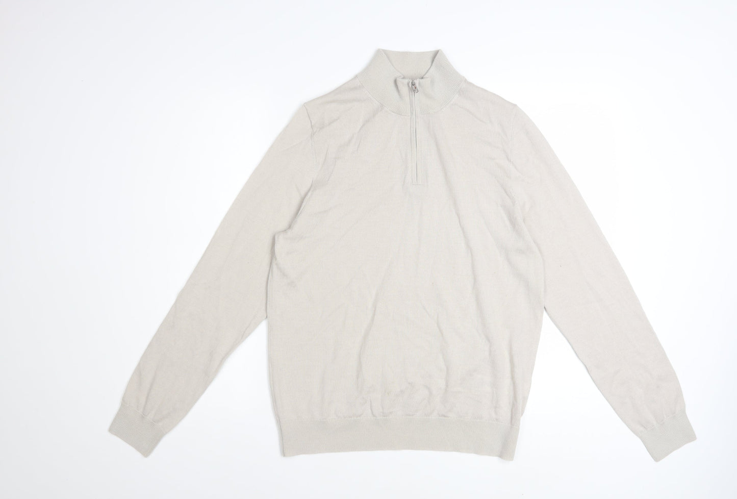 Marks and Spencer Men’s Beige Merino Wool 1/2 Zip Jumper M