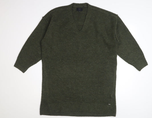 Superdry Womens Green V-Neck Long Sleeve Acrylic Blend Pullover Jumper Size 10