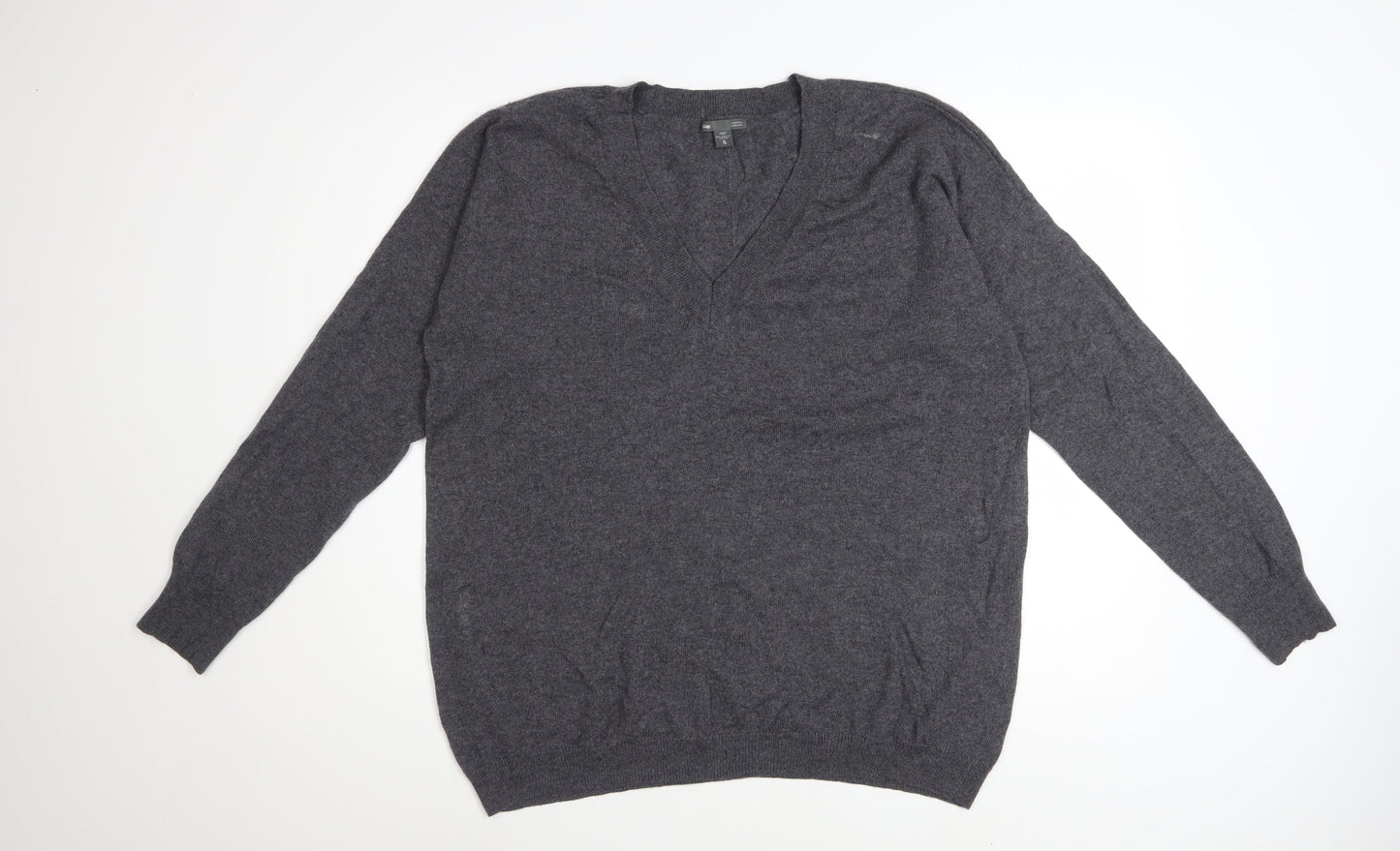 Gap Men's Grey XL Cashmere V-Neck Jumper Classic Knit