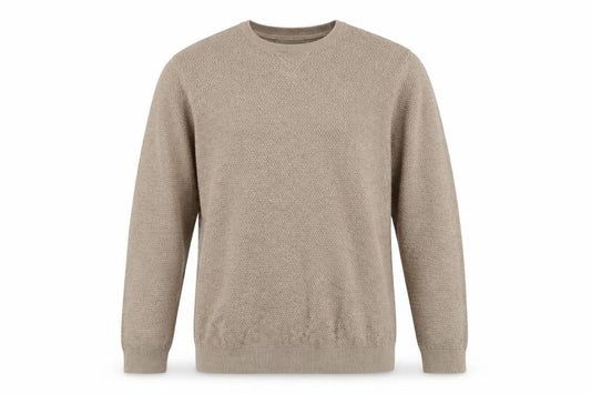 Racing Green Men's Beige Cotton Waffle Knit Jumper XL Crew Neck