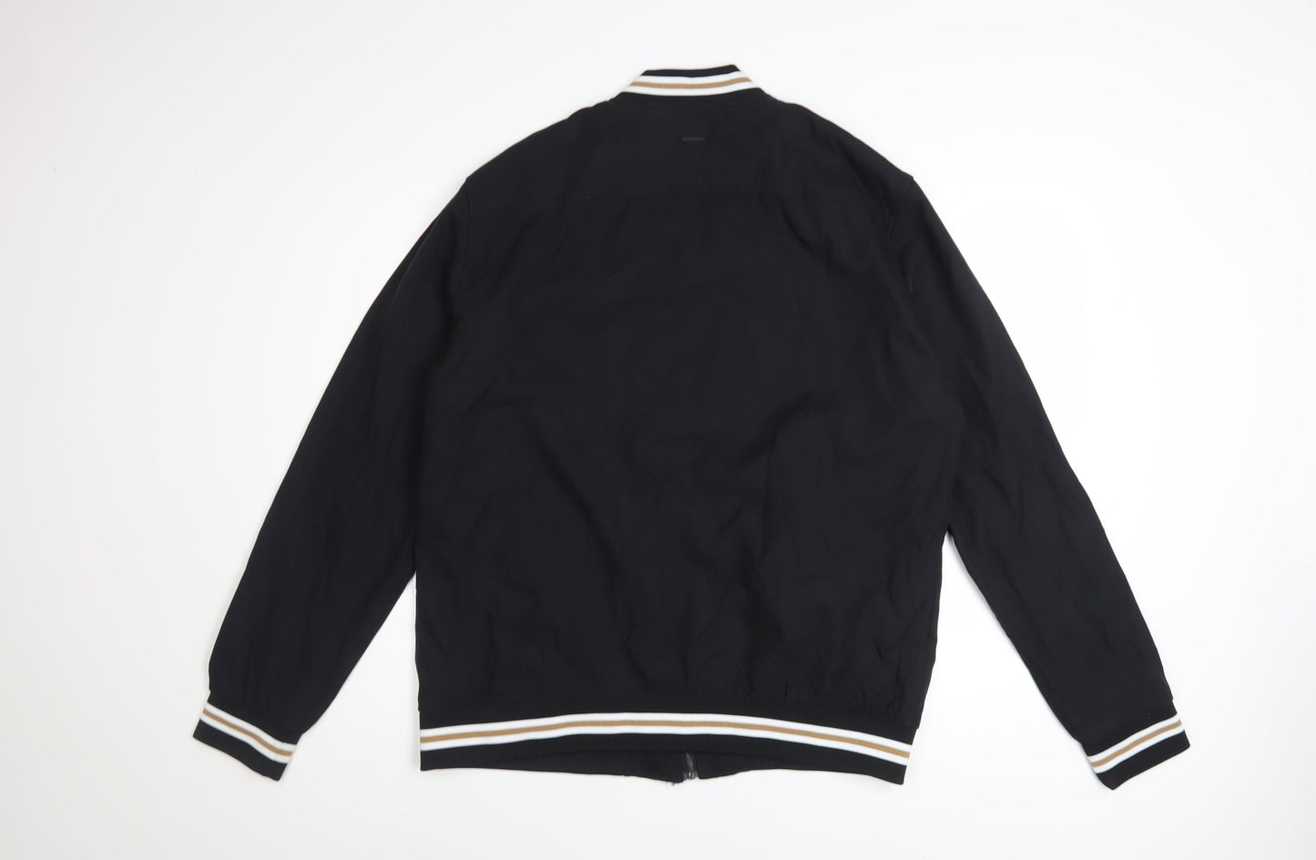 Denim & Flower Men’s Black XL Bomber Jacket Lightweight Zip