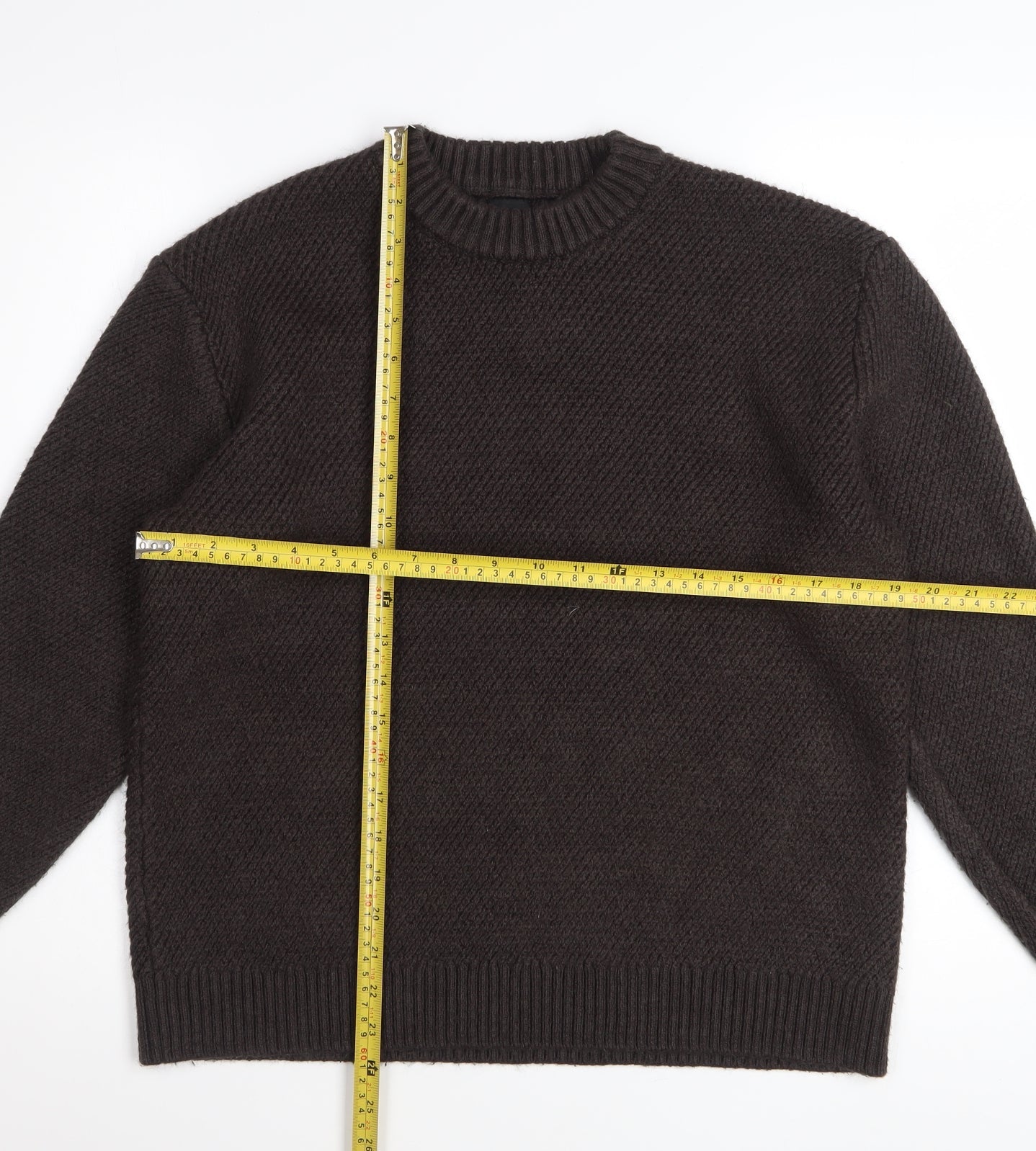 Next Men’s Brown Waffle-Knit Pullover Jumper Size L