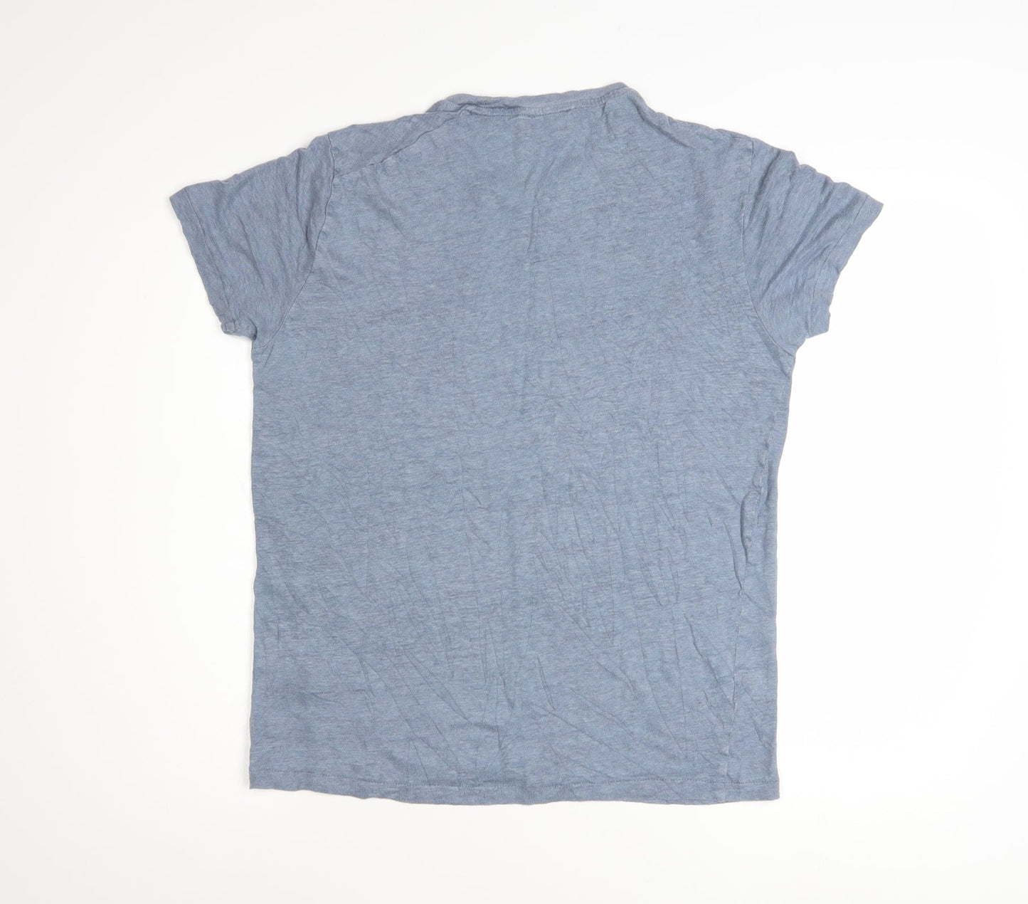 COS Women's Blue Linen Basic Short Sleeve T-Shirt Size S