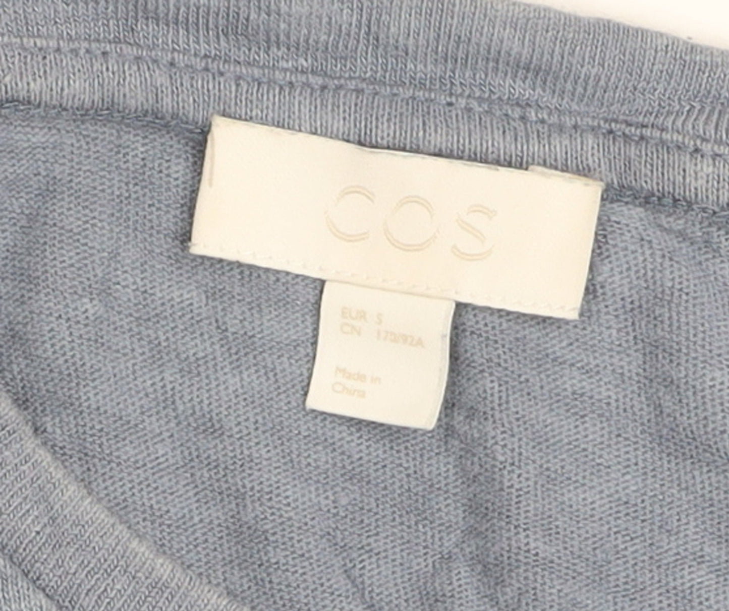 COS Women's Blue Linen Basic Short Sleeve T-Shirt Size S