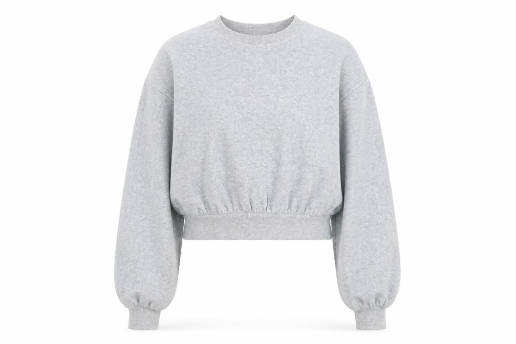 Bershka Womens Grey XS Cropped Pullover Sweatshirt Lightweight
