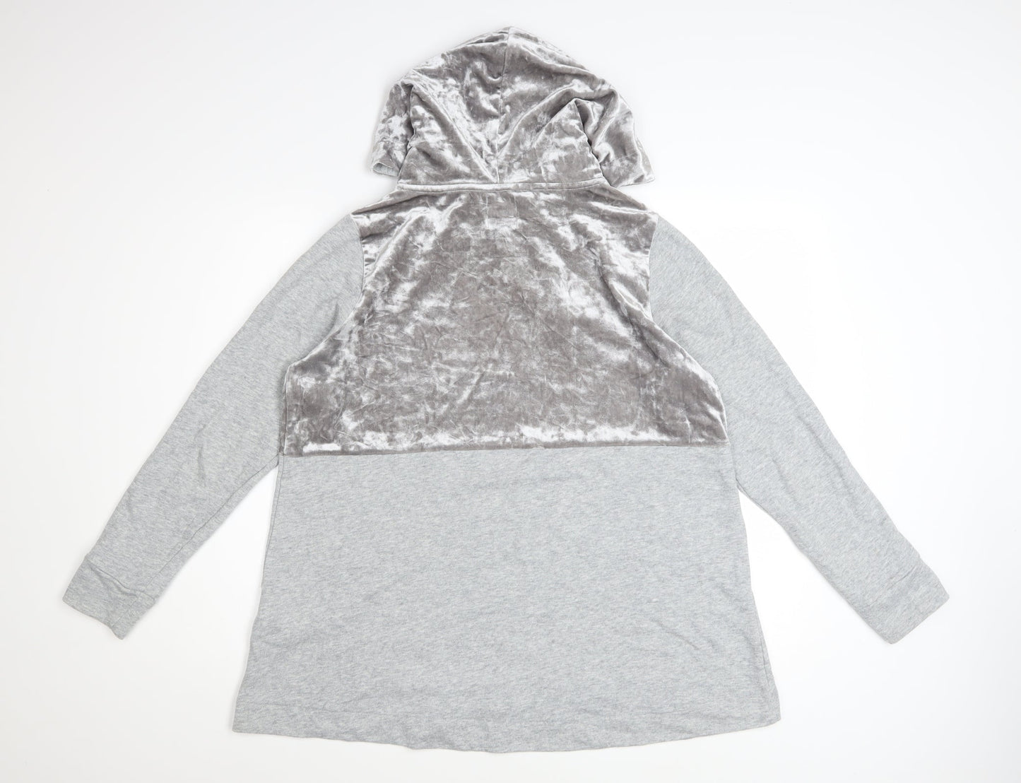 ONLY Womens Grey Velour Panel Hooded Pullover Sweatshirt M
