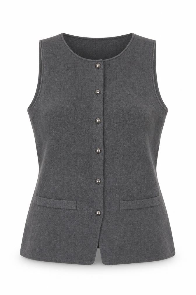 H&M Women's Grey Sleeveless Knit Button Blouse Size S