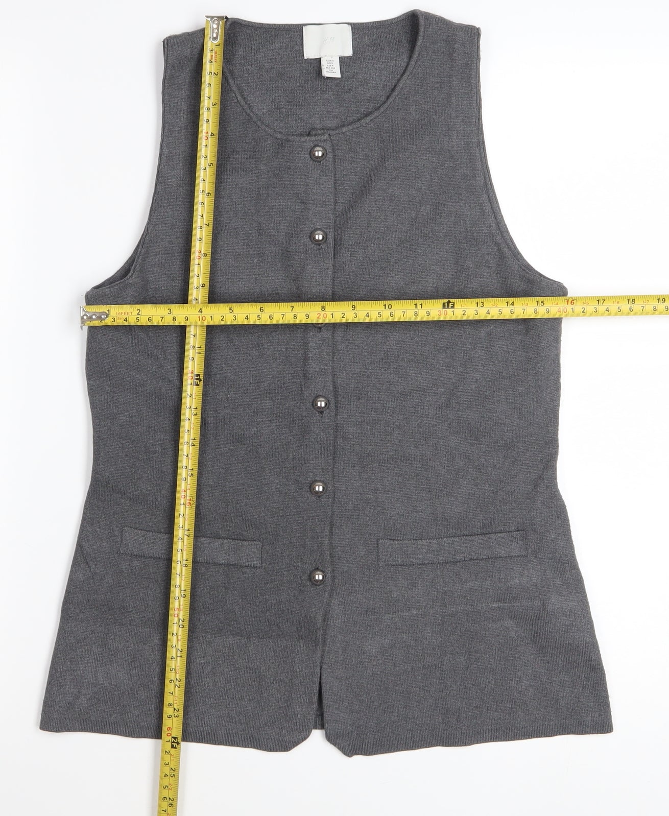 H&M Women's Grey Sleeveless Knit Button Blouse Size S