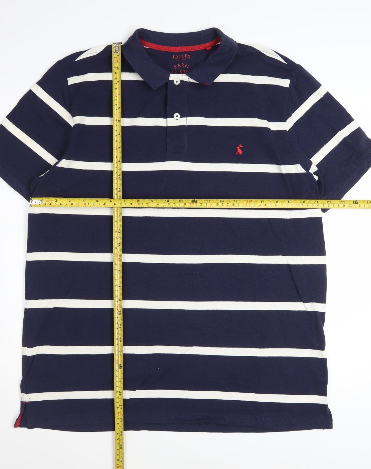 Joules Men's Blue White Striped Cotton Polo Shirt Size L